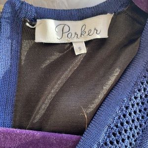 Parker stylish Navy fitted slimming dress.